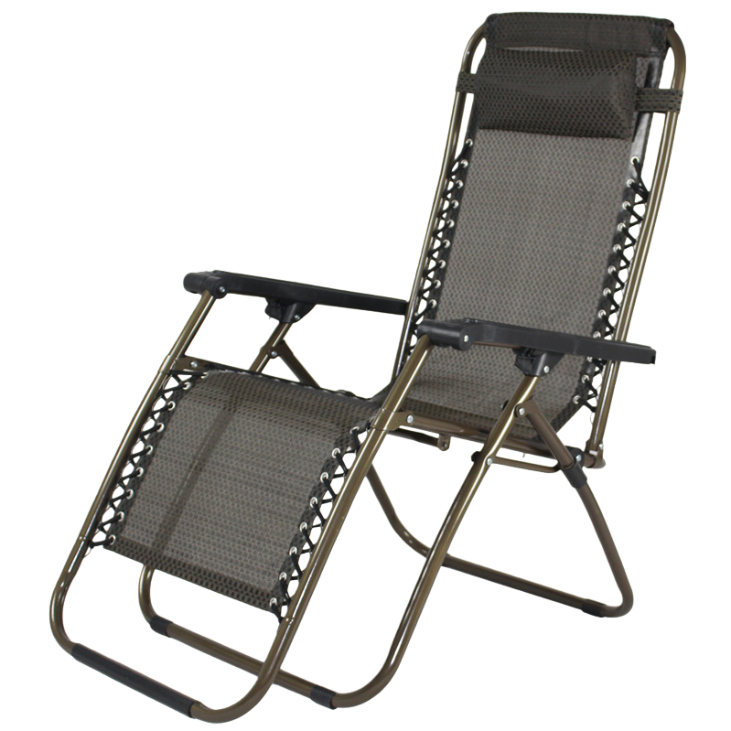 Brown mesh outdoor lounge chair with adjustable backrest and leisure beach chair Item Picture