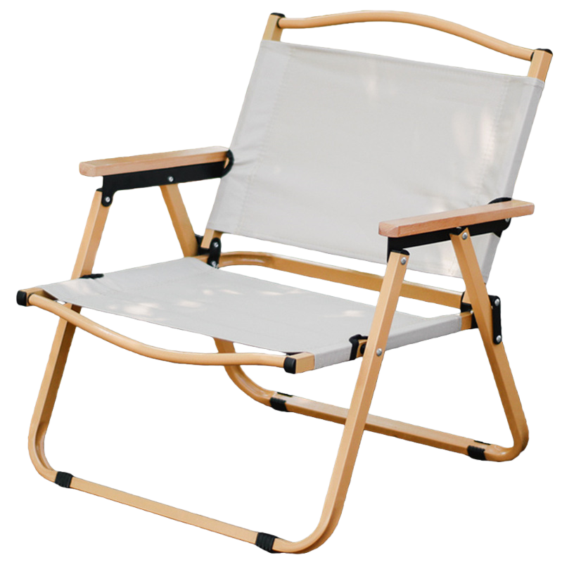 Beige canvas folding chair, a portable storage chair for home use, outdoor camping and camping Item Picture