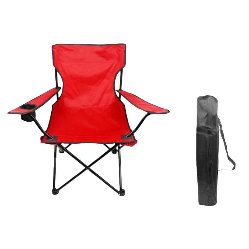 The red outdoor folding chair is portable, lightweight, load-bearing and stable, suitable for home camping and picnics Item Picture