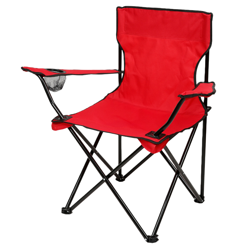 The red folding chair is a portable and lightweight outdoor camping stool that can be stored Item Picture