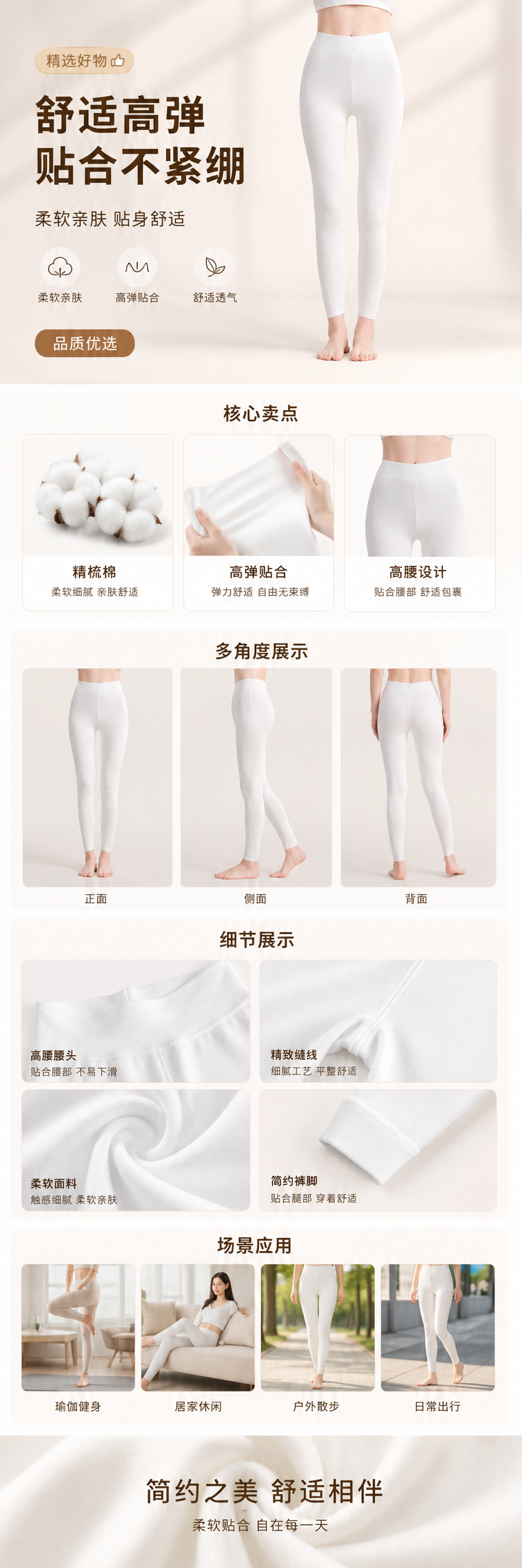白色高弹力紧身裤显瘦修身百搭女士打底裤详情1