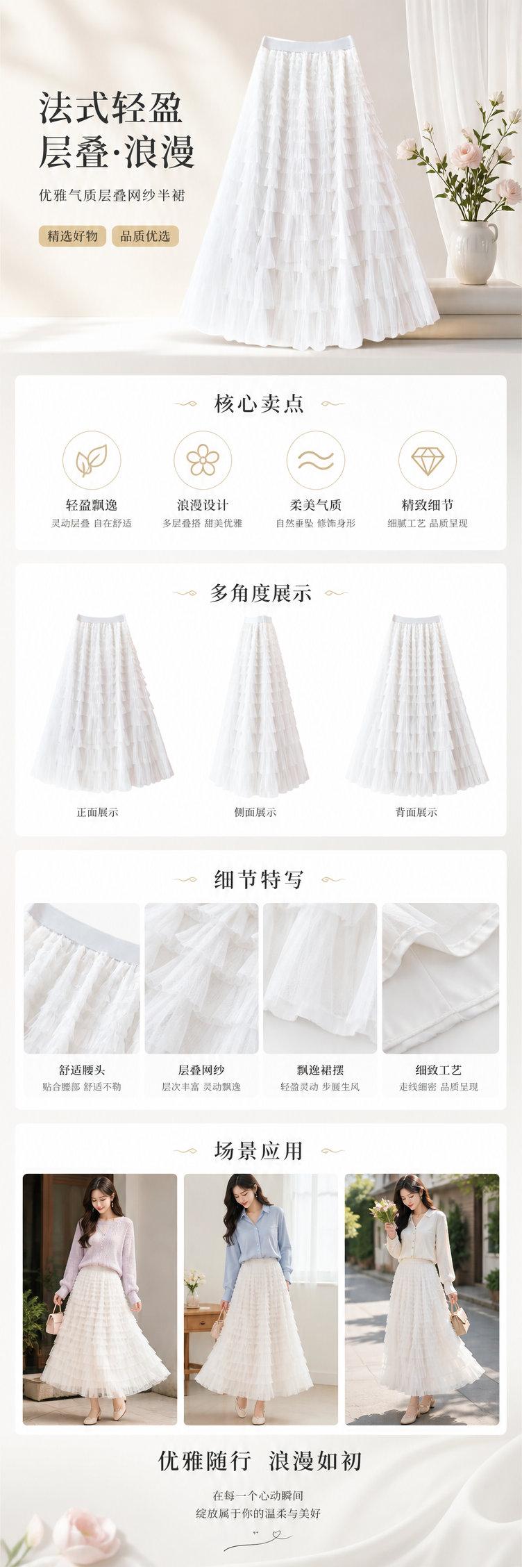 网纱半身裙2026夏季新款高腰层层蛋糕裙中长款百褶仙女纱裙子094134819 pic 1