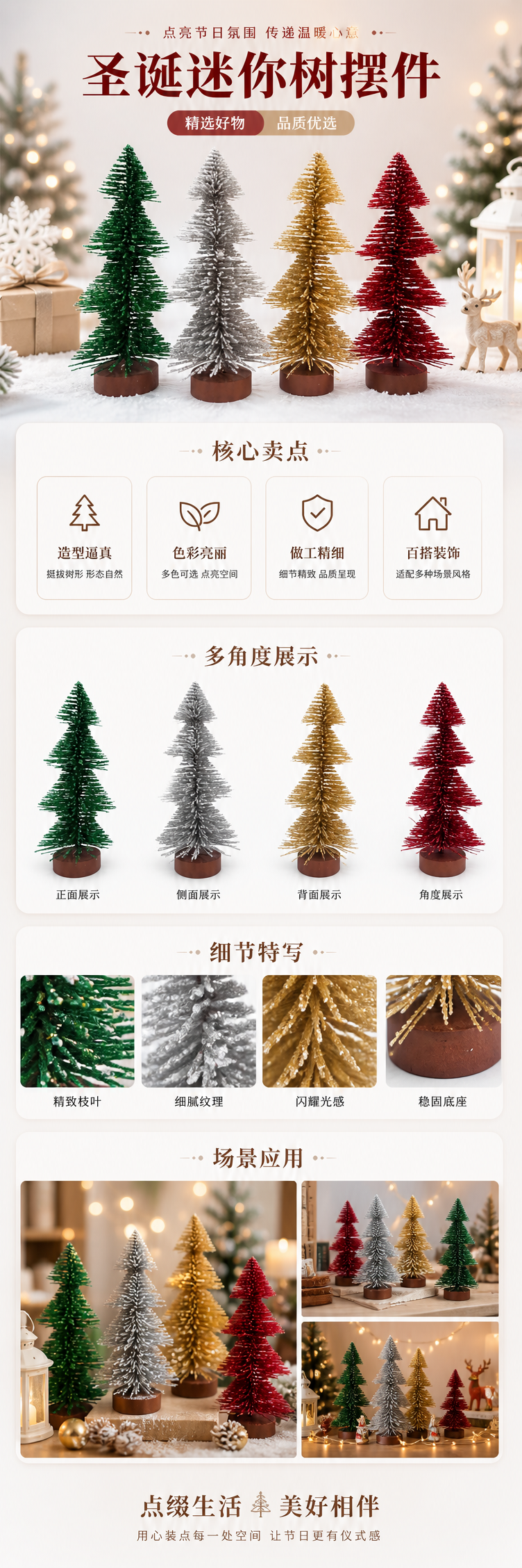 彩色闪光圣诞树装饰品 节日氛围挂饰礼盒装 pic 1