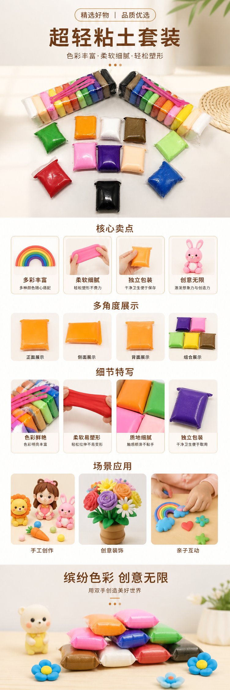 彩色橡皮泥软糯不粘手幼儿园美劳课专用24色套装 pic 1