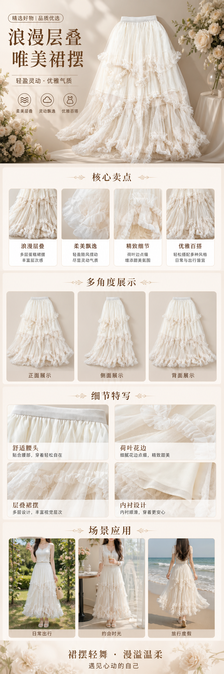 甜美不规则网纱裙2025新款高腰中长款A字蓬蓬仙女蛋糕裙半身裙女104858031 pic 1