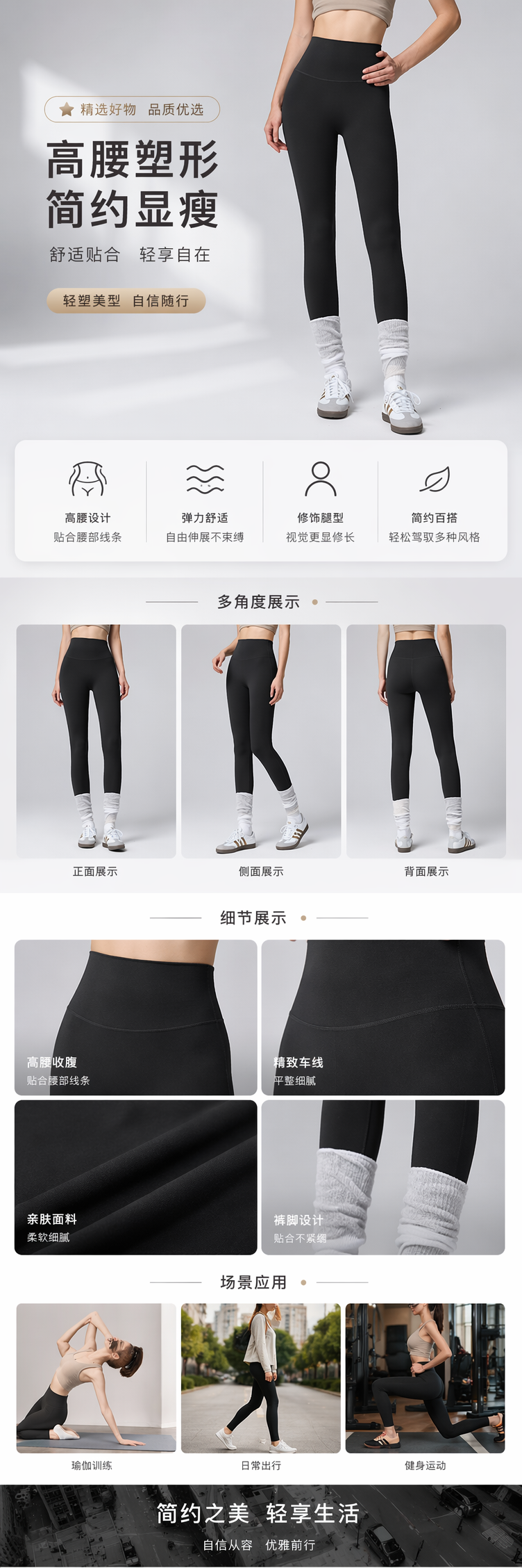 Black high-waisted skinny pants for women, slimming and form-fitting, versatile, model's same style pic 1