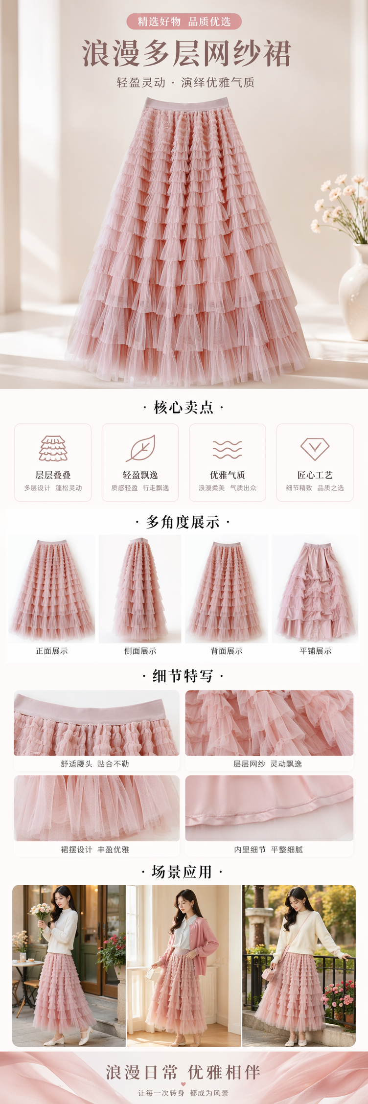 网纱半身裙2026夏季新款高腰层层蛋糕裙中长款百褶仙女纱裙子093913174 pic 1