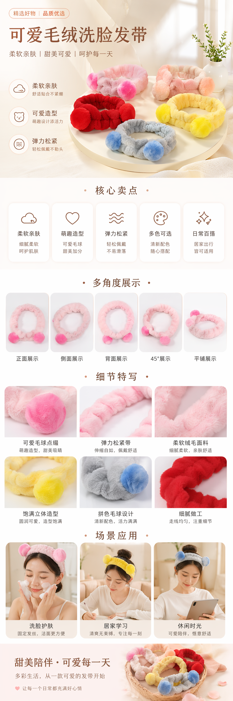 彩色毛绒耳罩保暖防寒女秋冬可爱毛线帽配饰详情1