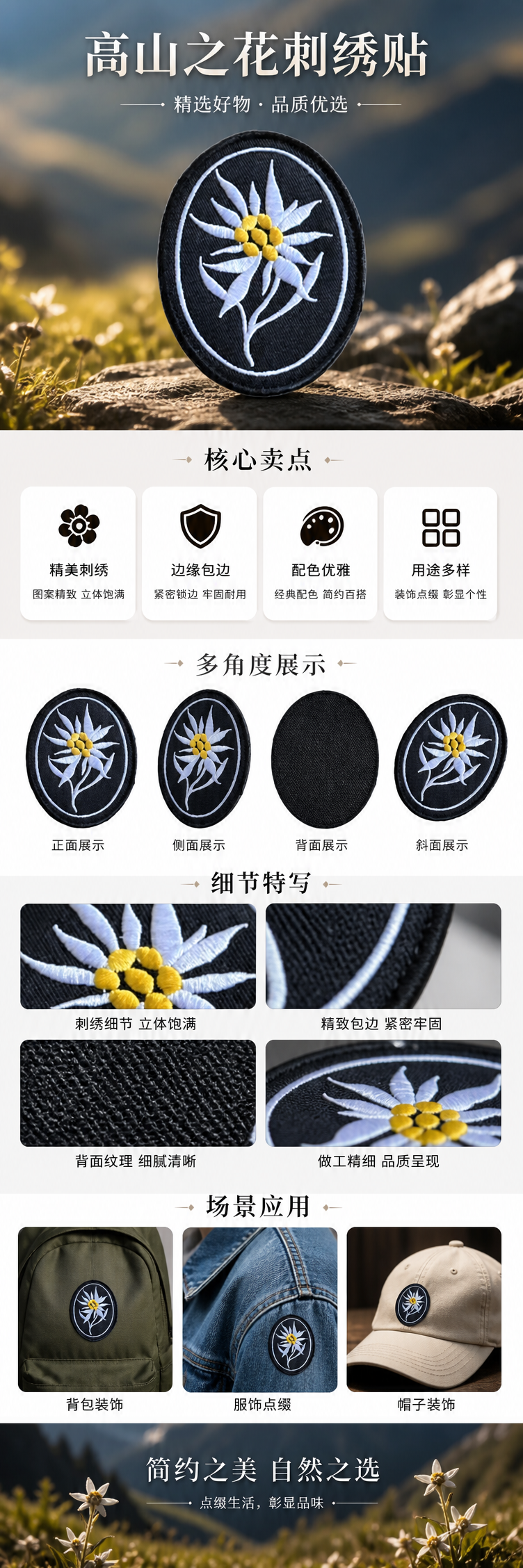 刺绣布贴辅料diy布贴椭圆形刺绣贴布标详情1