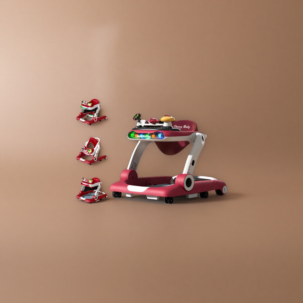 The red baby walker has a variable mode switching music toy plate with anti-rollover and bouncing function Application Scenario