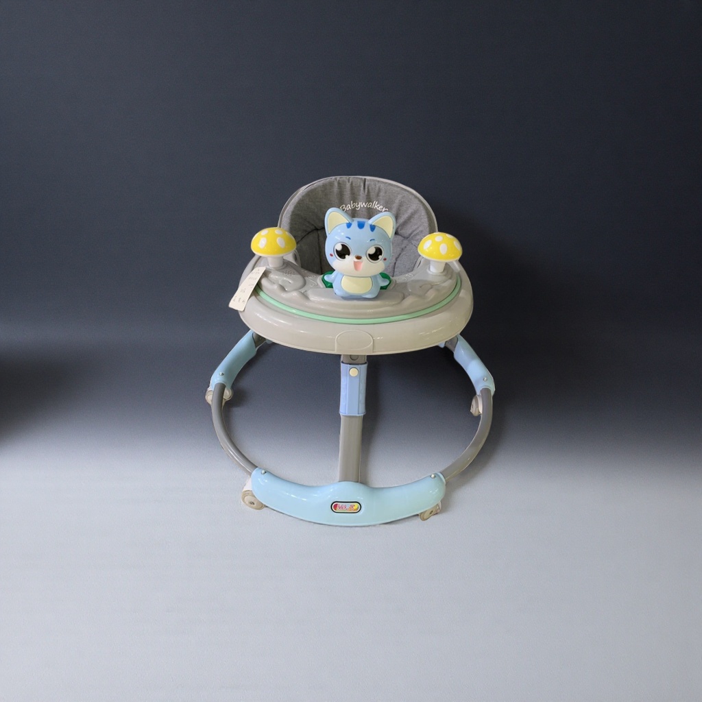 Blue cartoon cat-shaped baby walker details Picture