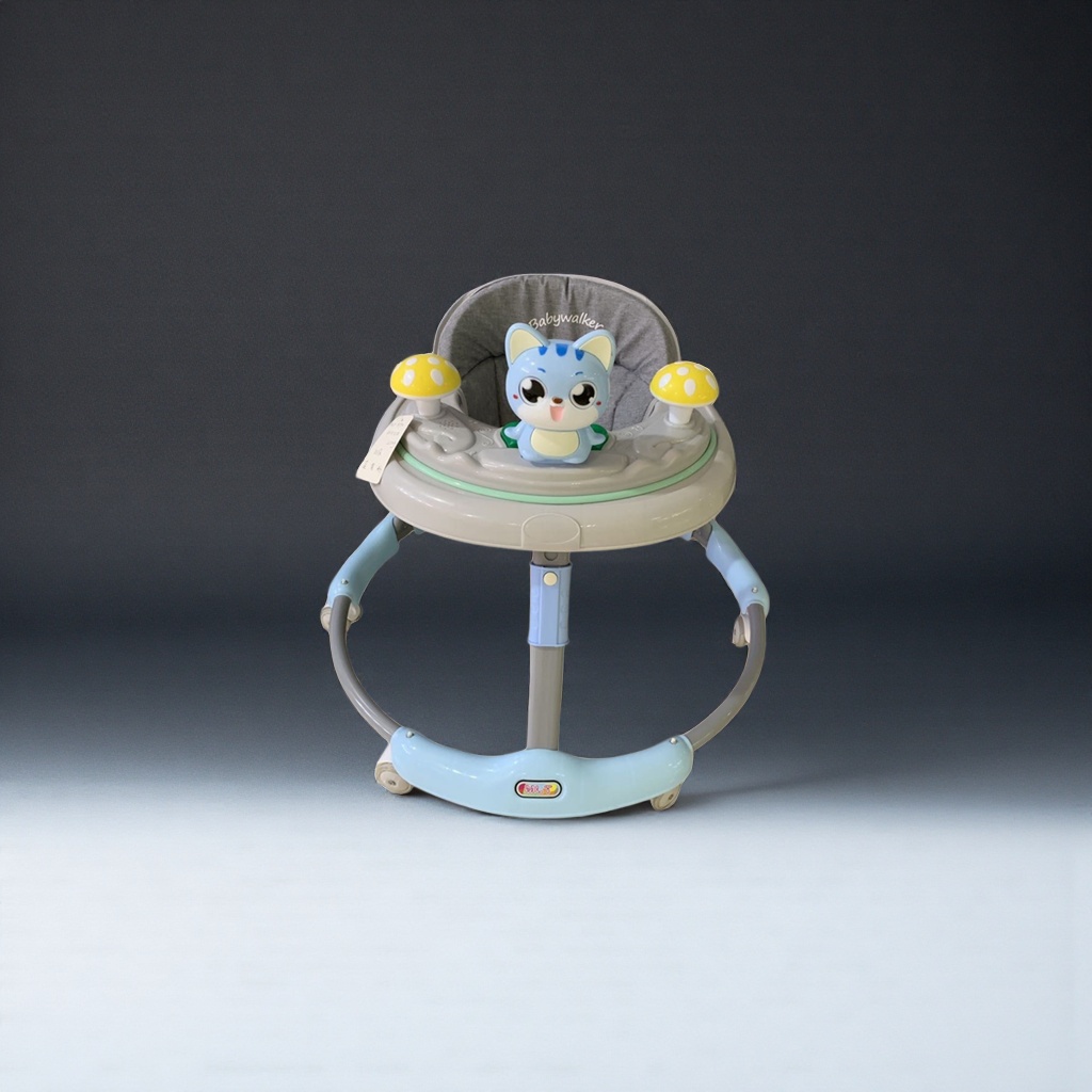 Blue cartoon cat-shaped baby walker Specification image