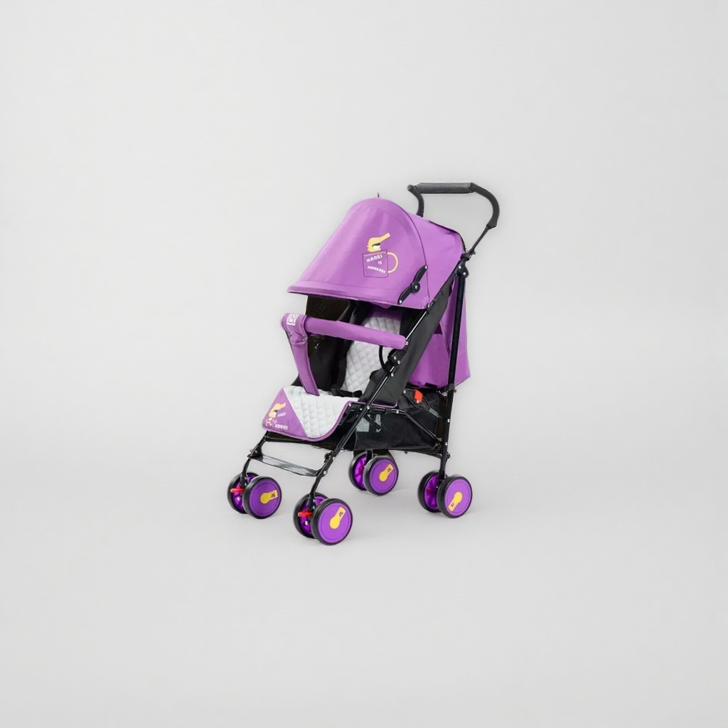 The purple baby stroller is a lightweight, foldable and multi-functional safety belt that can be used for both sitting and lying Specification image