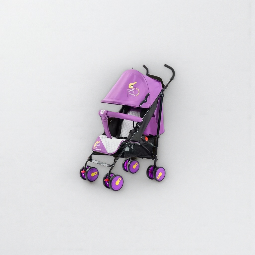 The purple baby stroller is a lightweight, foldable and multi-functional safety belt that can be used for both sitting and lying