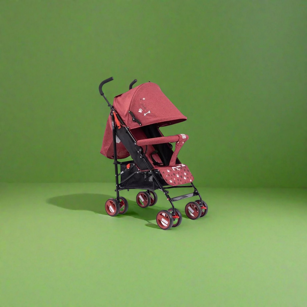 The red baby stroller with an aluminum alloy frame can be folded with one button, suitable for both sunny and rainy days, and offers a high view details Picture