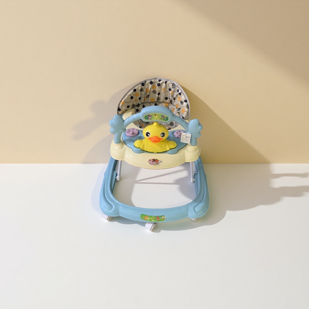 The blue baby walker is stable, anti-slip and foldable Specification image