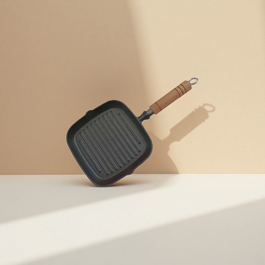 وصحن مشوي مربع مع مقبض خشبي في مطابخ مخبوزة لا تحتوي على شرائح خبز منزلية Specification image