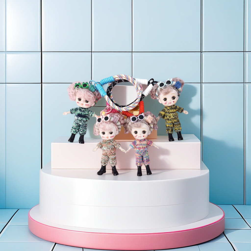 Colorful rope pendants with four doll creative home decoration pendants Specification image