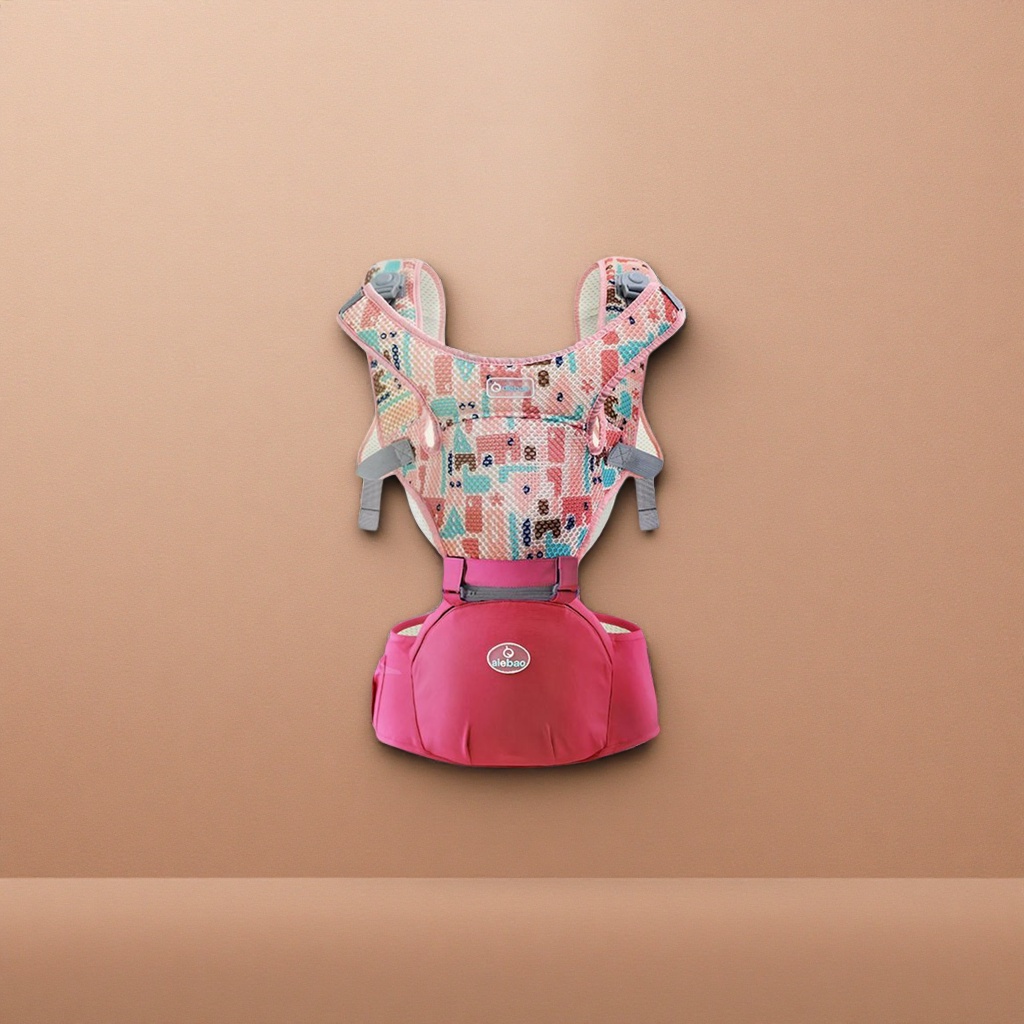 The pink breathable baby carrier provides comfortable support for newborns to 3-year-old babies and is adjustable