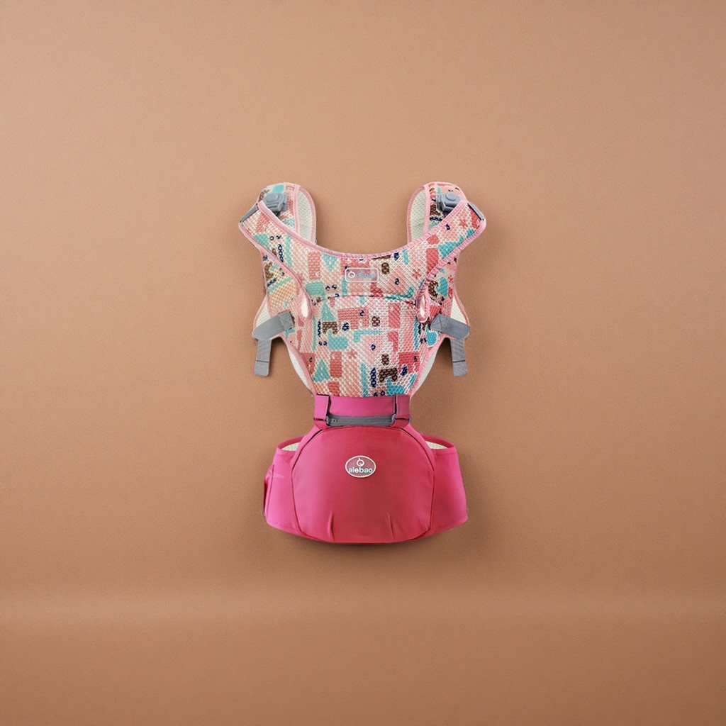 The pink breathable baby carrier provides comfortable support for newborns to 3-year-old babies and is adjustable Specification image