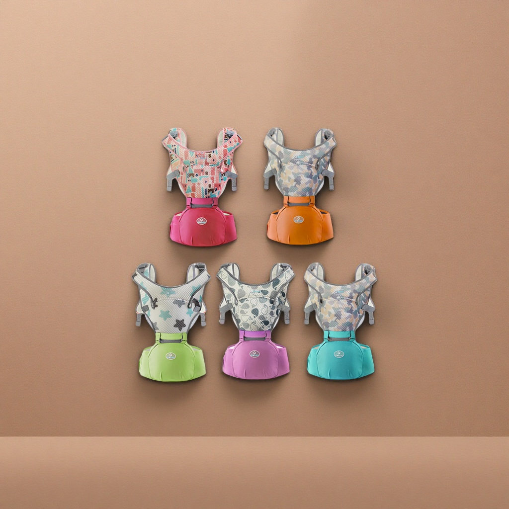 The colorful baby carrier is breathable, comfortable and adjustable, specially designed for newborn babies with ergonomic features