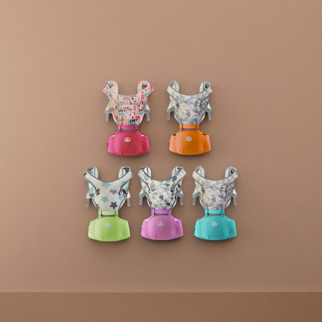 The colorful baby carrier is breathable, comfortable and adjustable, specially designed for newborn babies with ergonomic features details Picture