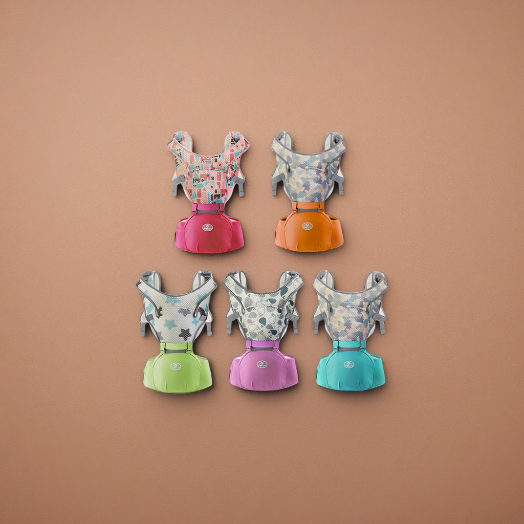 The colorful baby carrier is breathable, comfortable and adjustable, specially designed for newborn babies with ergonomic features Specification image
