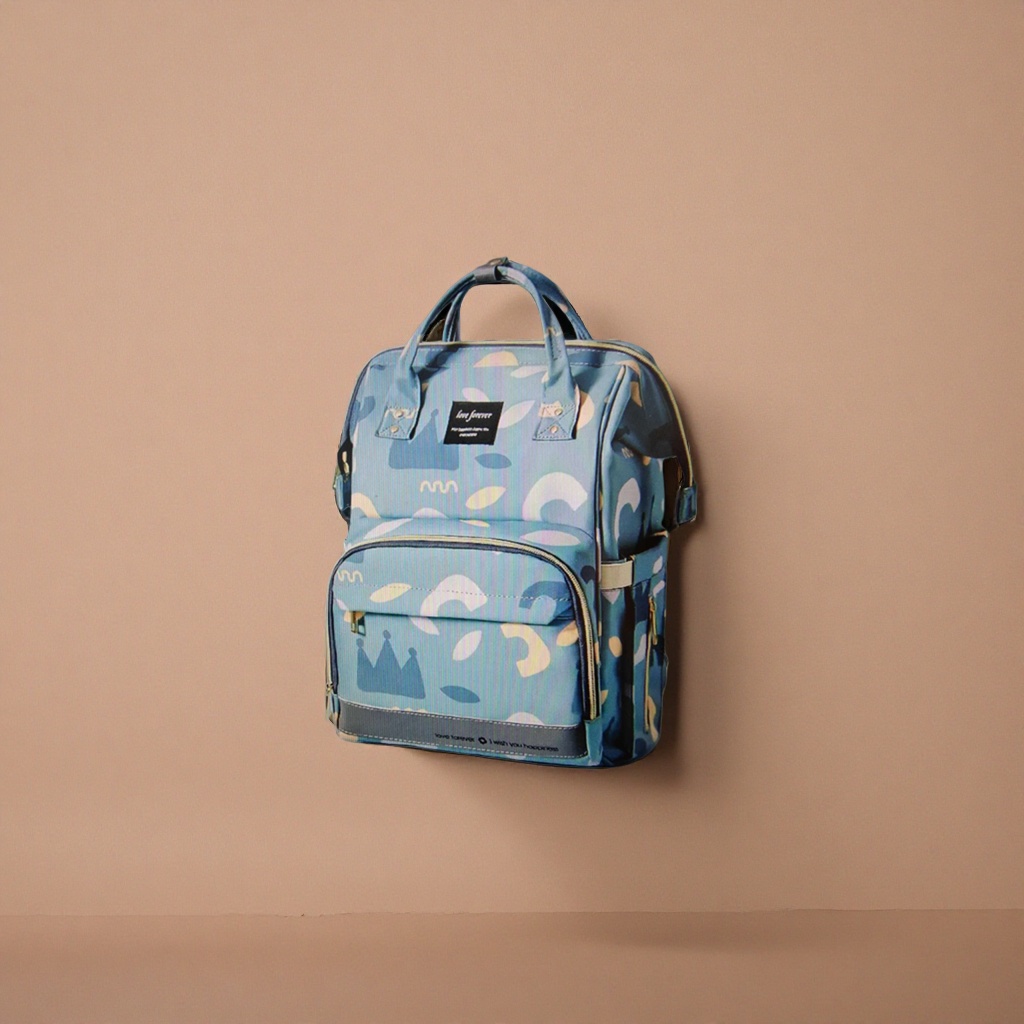 Blue printed canvas backpack, lightweight and large-capacity, daily casual single-shoulder bag for commuting students Application Scenario