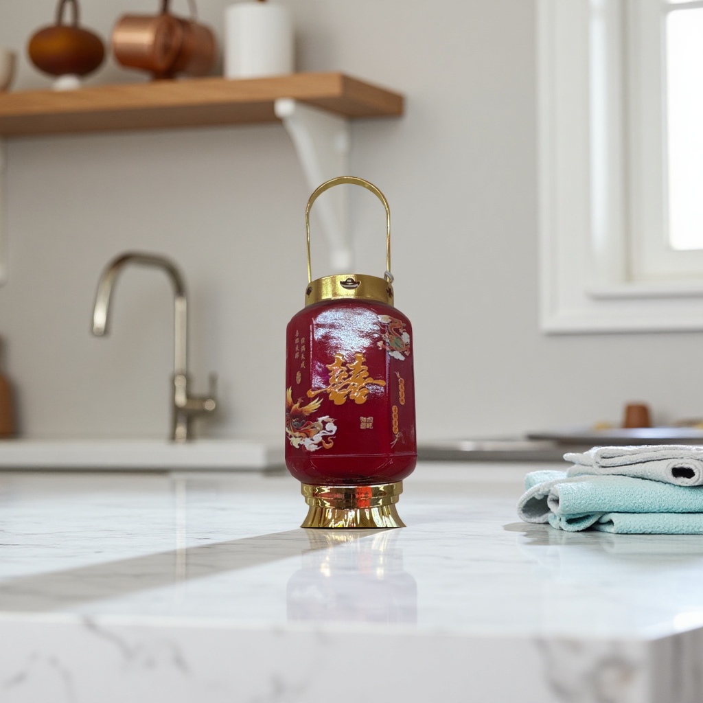 Red "Xi" character lanterns are traditional Chinese wedding decorations and hanging ornaments in the living room and entrance hall, creating a festive atmosphere Application Scenario