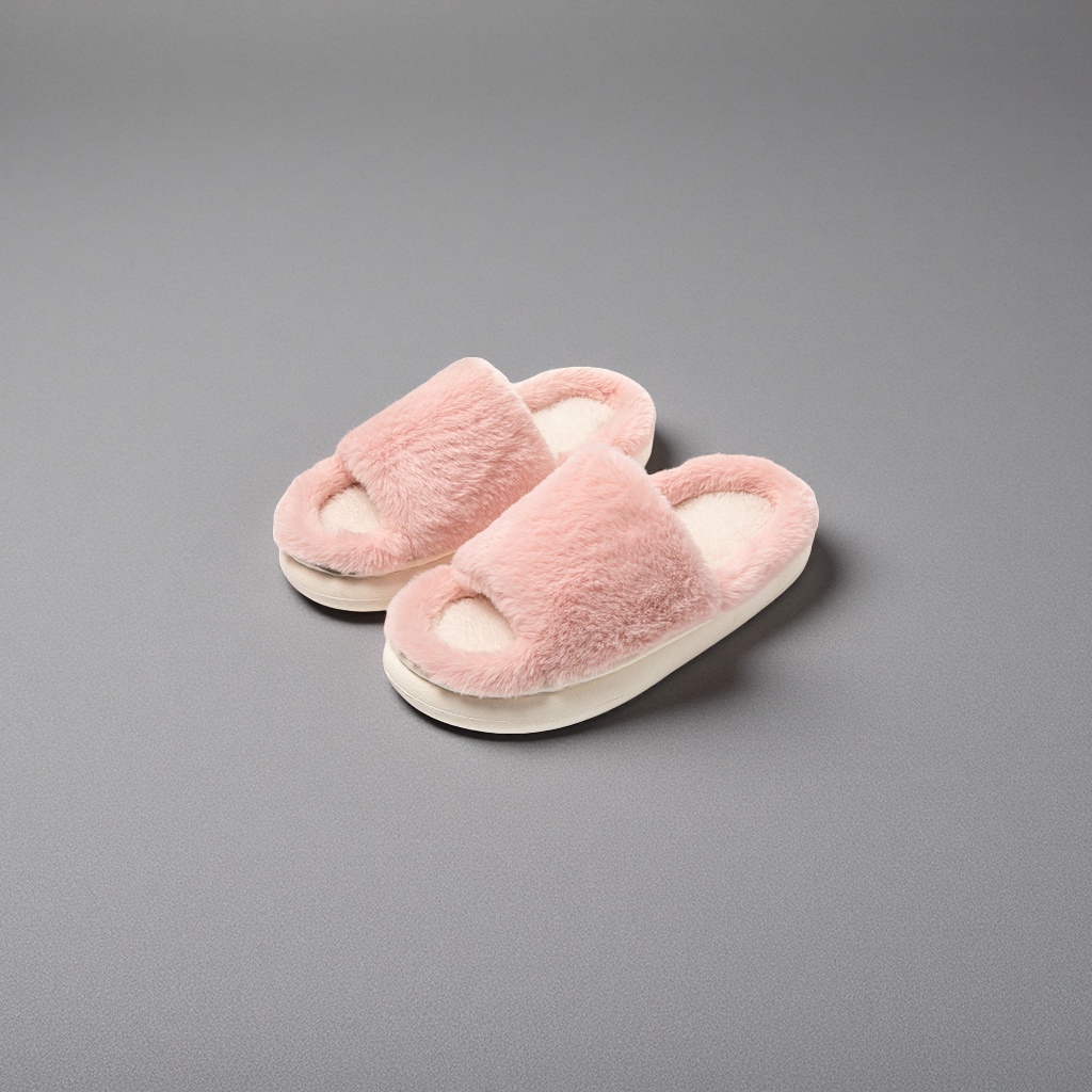Pink plush home slippers for women, warm and thickened cotton slippers, indoor home soft soles Application Scenario