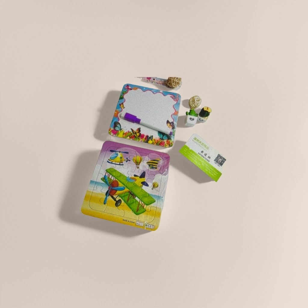 彩色拼图玩具和蝴蝶边框白板套装产品图