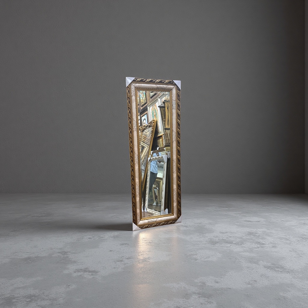 Golden carved frame full-length mirror without perforation for bedroom and living room decoration Application Scenario