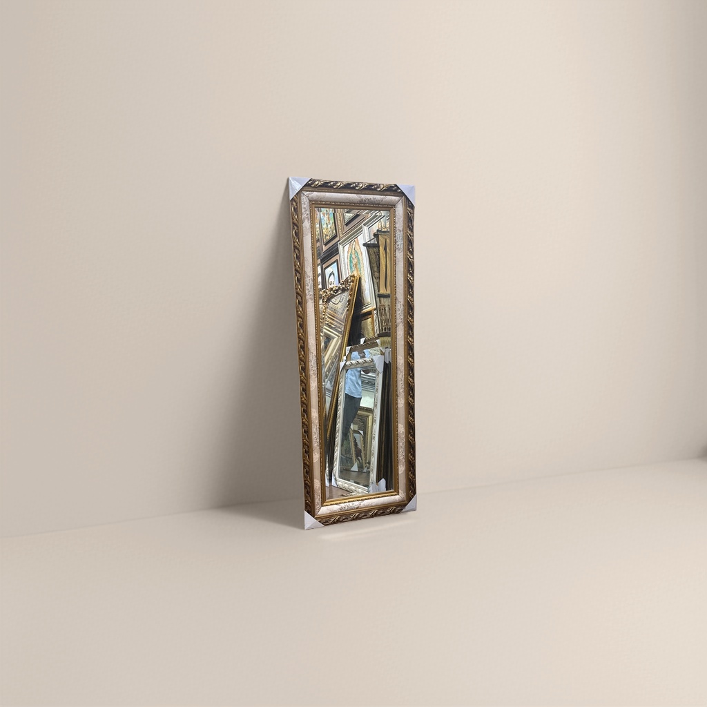 Golden carved frame full-length mirror without perforation for bedroom and living room decoration Specification image