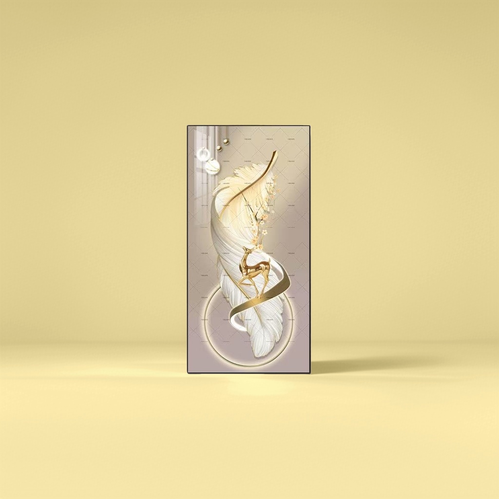 يرسم الغزلان الذهبية والريشة البيضاء الجدران الفنية العصرية في غرفة الجلوس وغرفة النوم Specification image