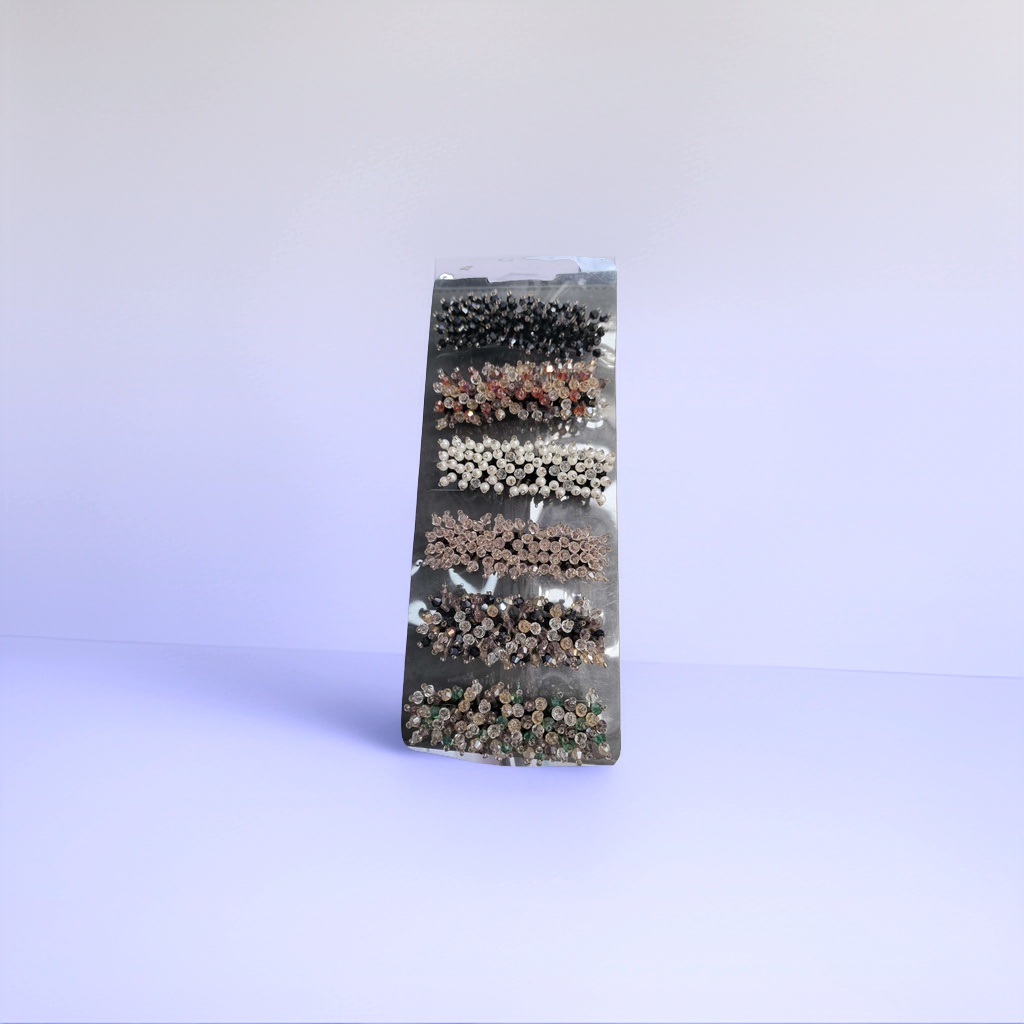 Hand-stitched multi-color beaded hair clips, fashionable and simple women's headwear, 6 pieces. For color orders, please contact customer service details Picture