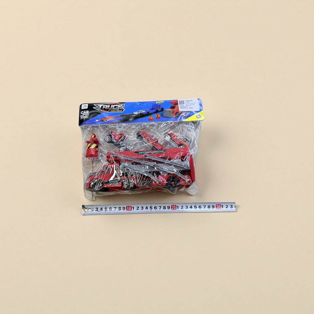 Red toy truck set children's educational engineering vehicle model with sound and light functions details Picture