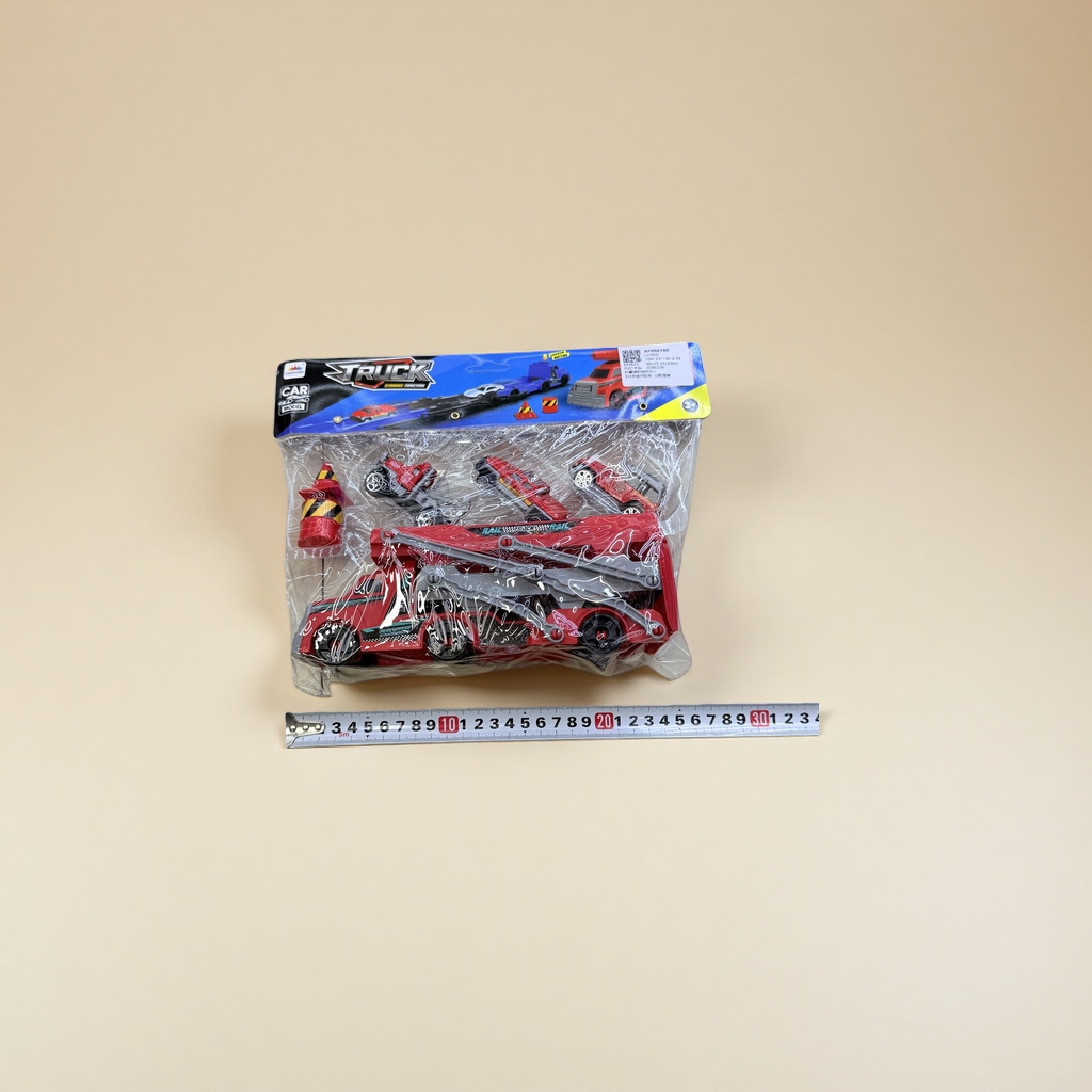 Red toy truck set children's educational engineering vehicle model with sound and light functions