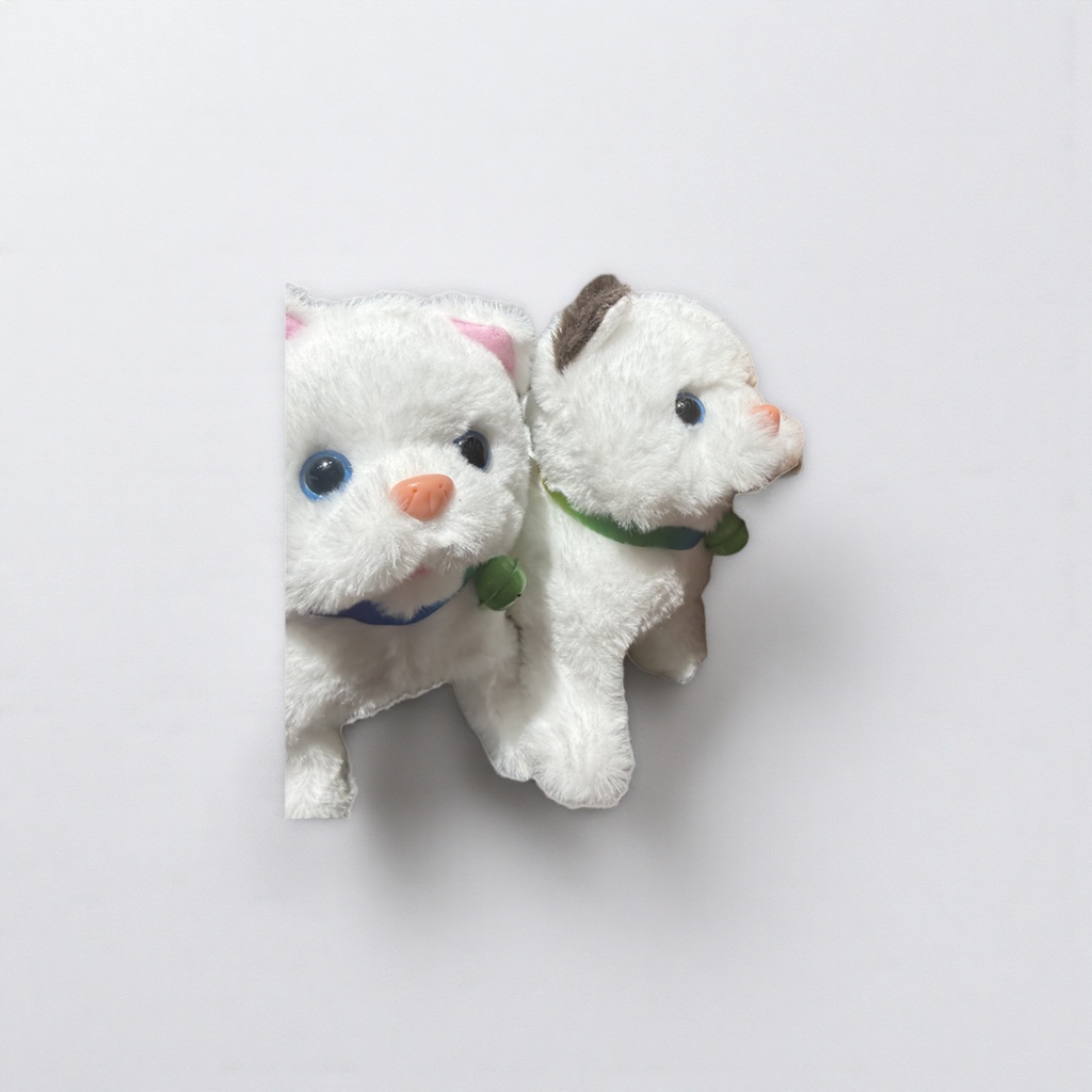 白色毛绒玩具猫长绒短爪仿真坐姿客厅卧室装饰