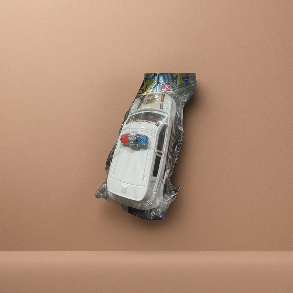 White toy police car children's educational simulation model car Specification image