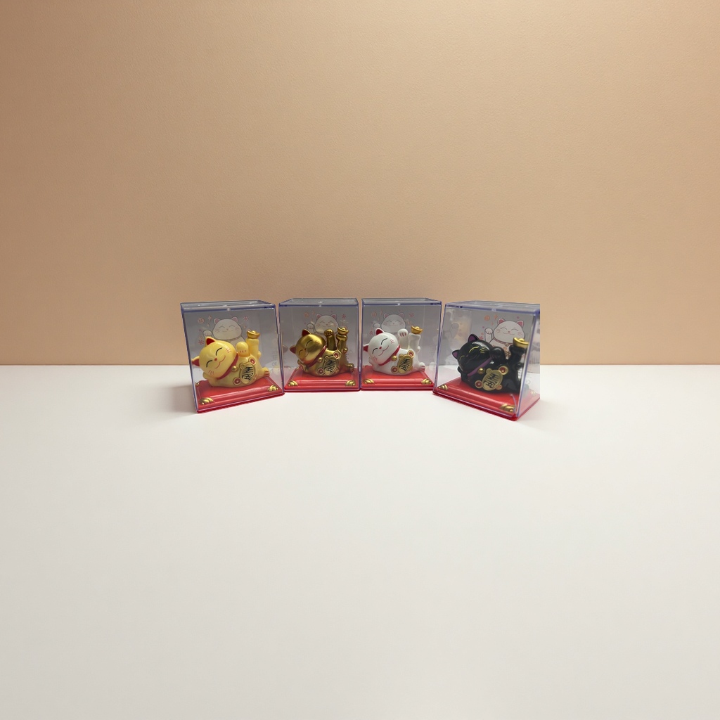彩色招财猫摆件客厅玄关吉祥装饰陶瓷工艺品