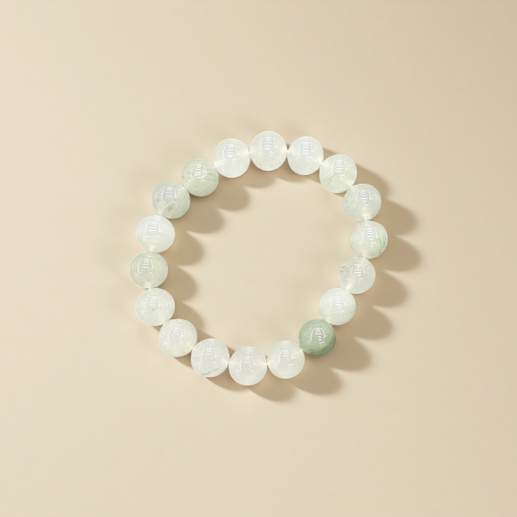Tianshan Jade light green bracelet, natural stone beads, fashionable and versatile bracelet