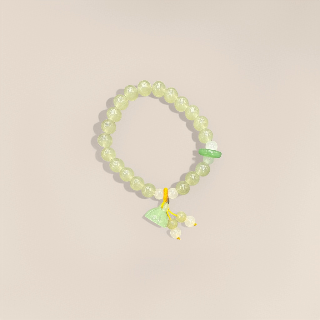 سوارات دوانية خضراء فاتحة اللون مع قلادة لوتس، قلادة خضراء من قلادة صفراء Specification image