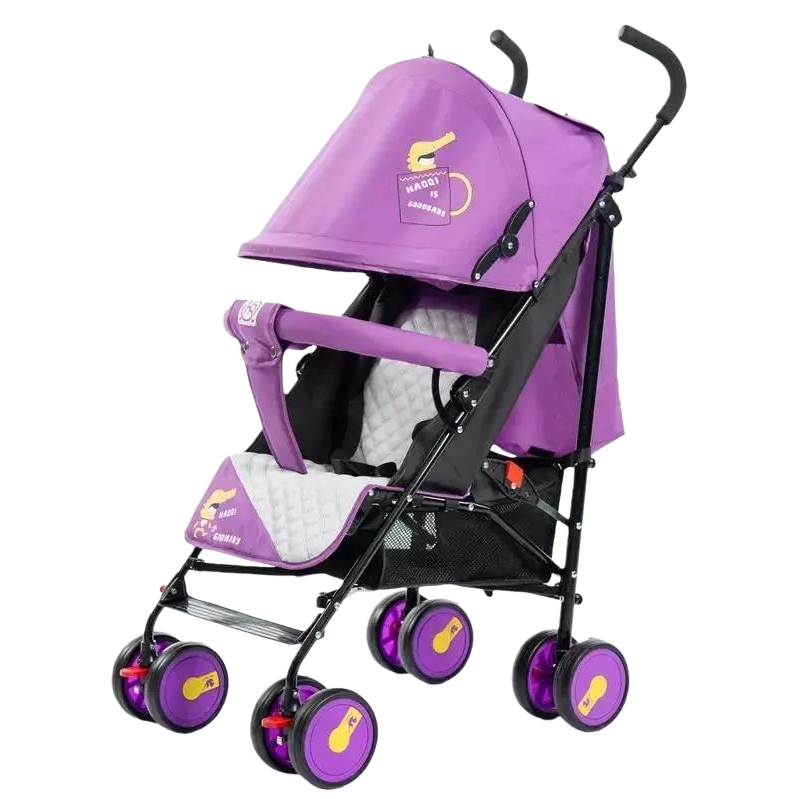 The purple baby stroller is a lightweight, foldable and multi-functional safety belt that can be used for both sitting and lying Item Picture
