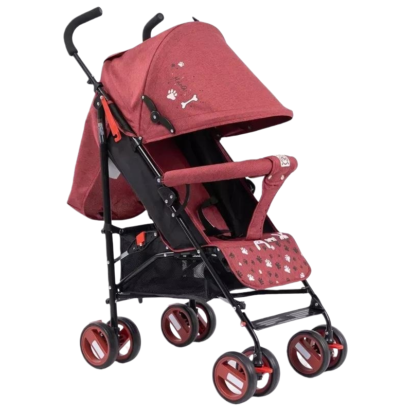 The red baby stroller with an aluminum alloy frame can be folded with one button, suitable for both sunny and rainy days, and offers a high view Item Picture