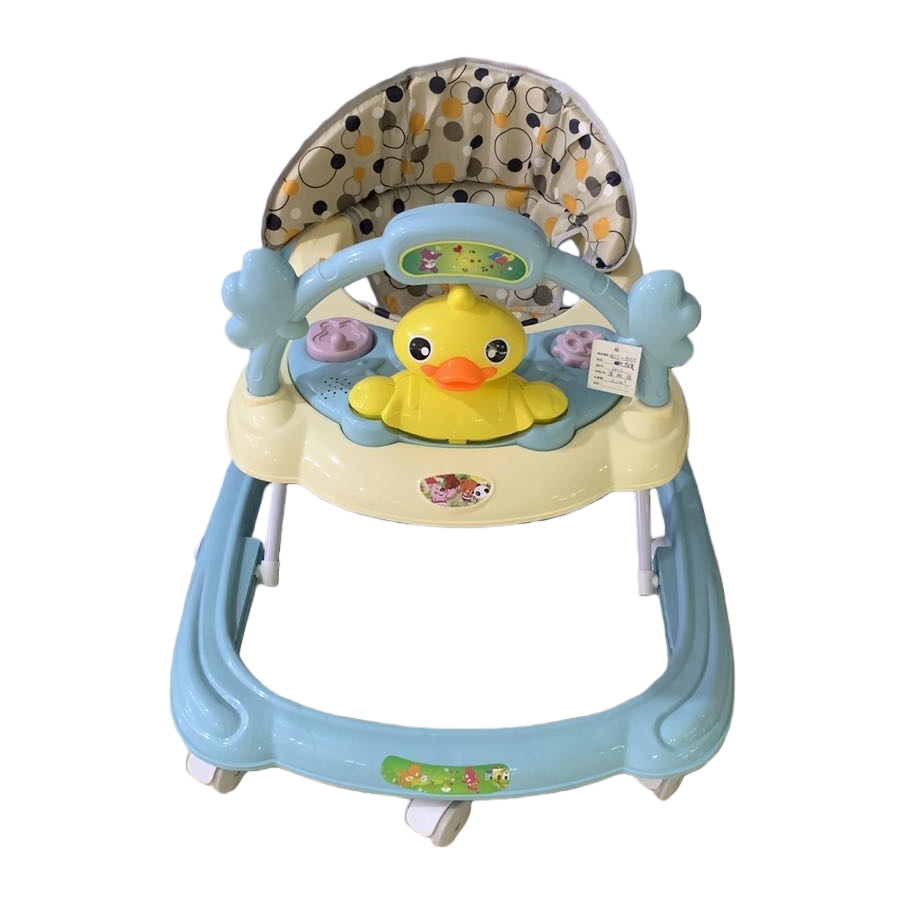 The blue baby walker is stable, anti-slip and foldable Item Picture