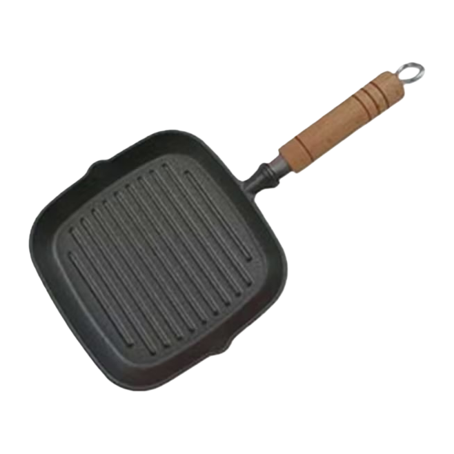 وصحن مشوي مربع مع مقبض خشبي في مطابخ مخبوزة لا تحتوي على شرائح خبز منزلية Item Picture