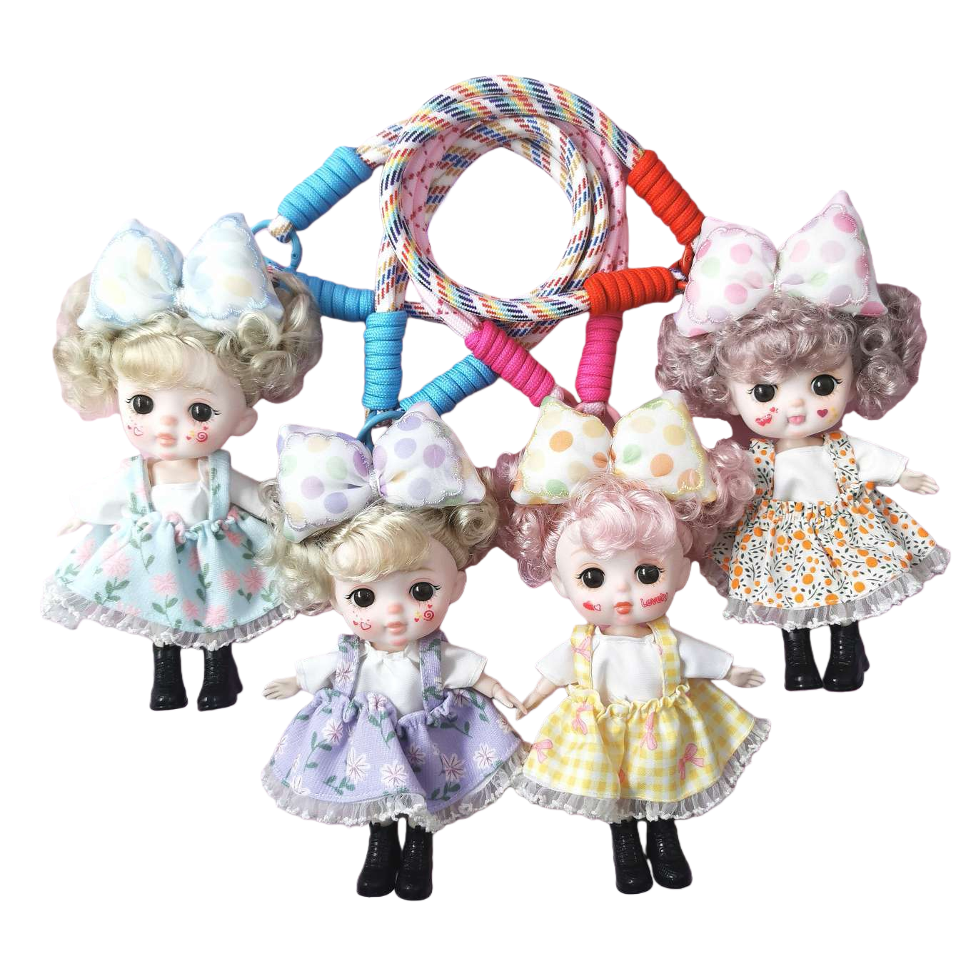 Colorful rope pendants with four doll creative home decoration pendants Item Picture