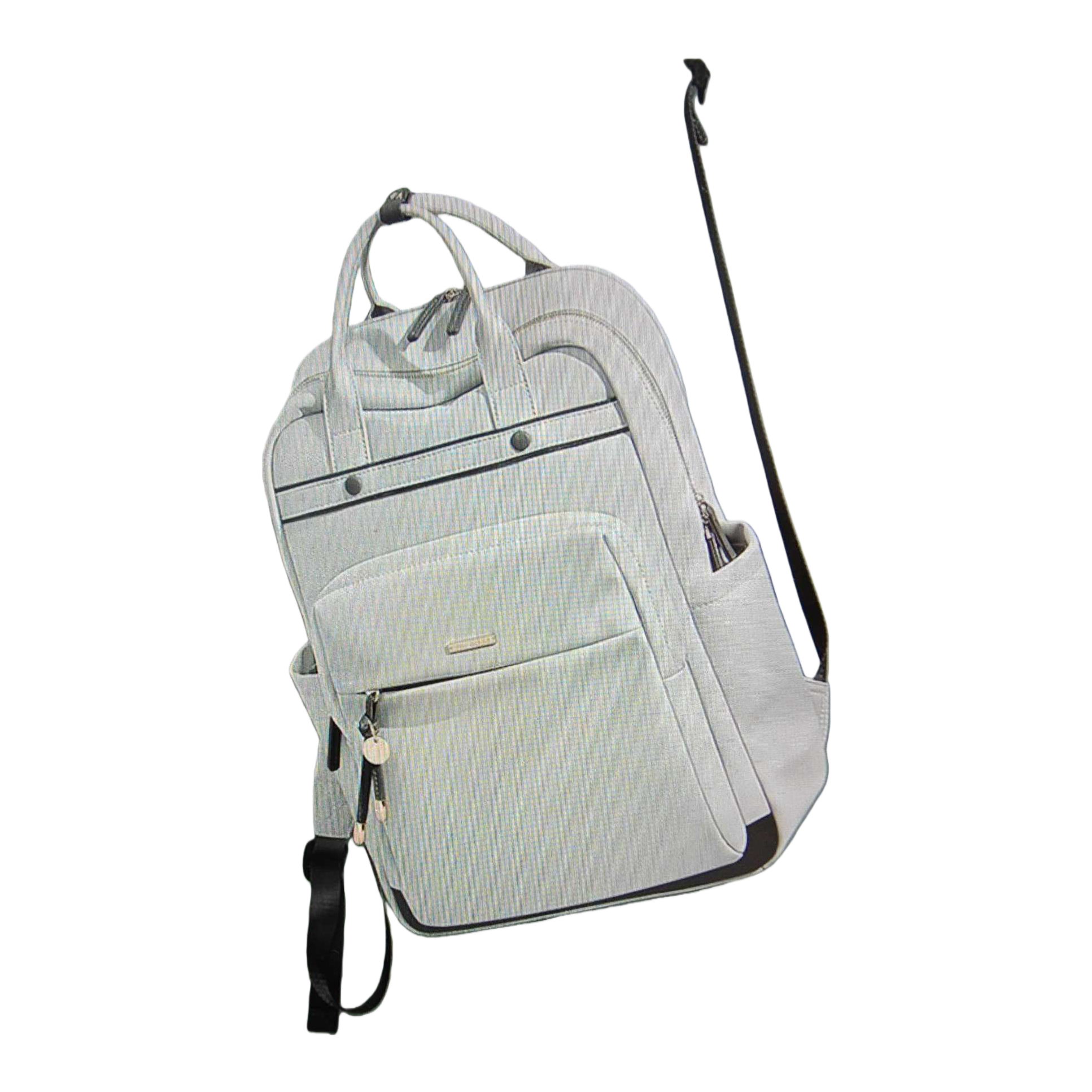 This white backpack is simple and versatile. It's a lightweight, large-capacity, fashionable and casual backpack for students' commuting Item Picture