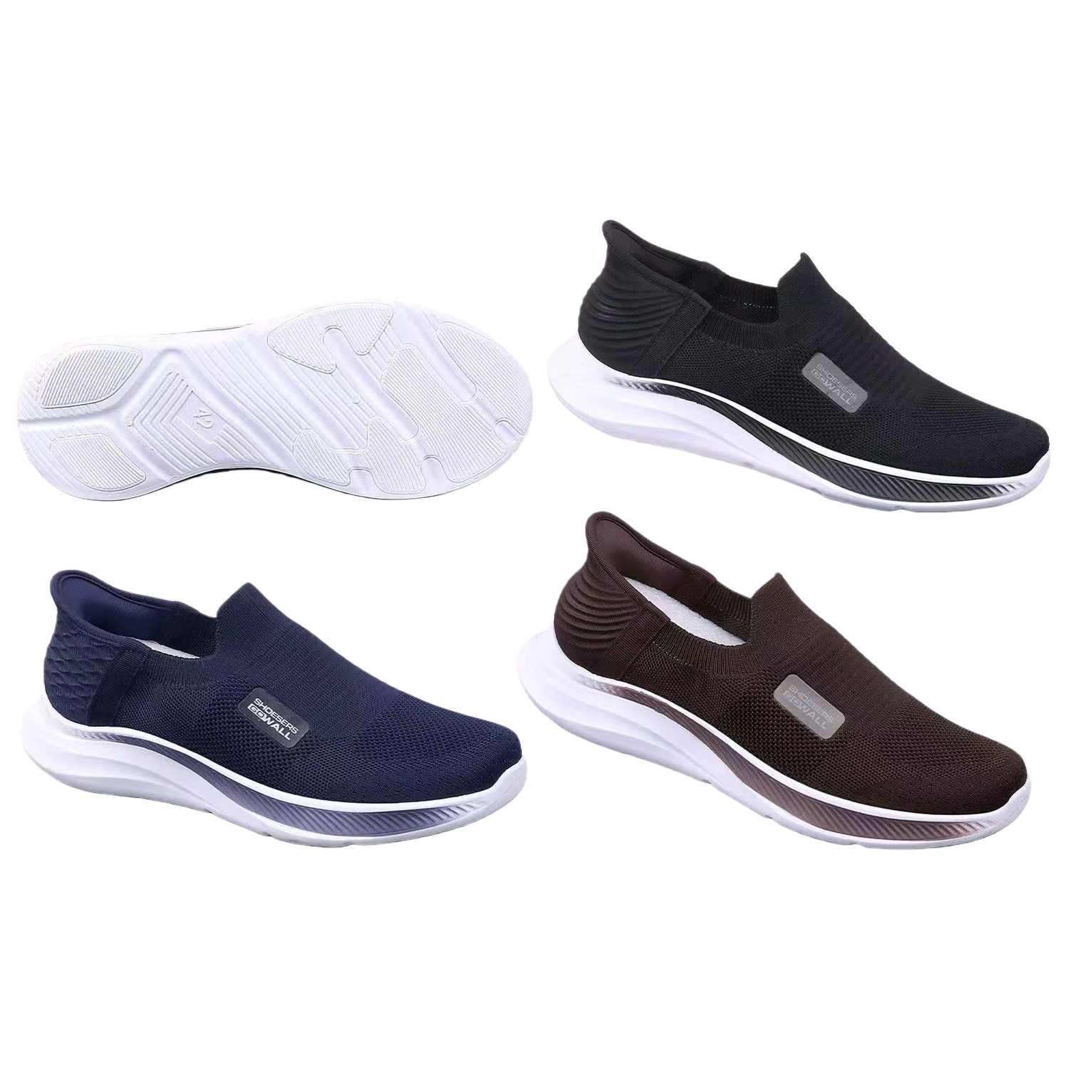 黑色蓝色棕色针织懒人鞋白色鞋底SHOESERS EGWALL标签