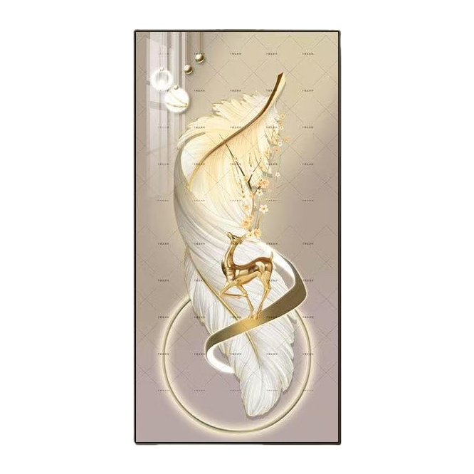 يرسم الغزلان الذهبية والريشة البيضاء الجدران الفنية العصرية في غرفة الجلوس وغرفة النوم Item Picture